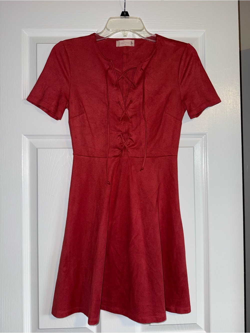 Altar'd State Crimson Lace-Up Mini Dress